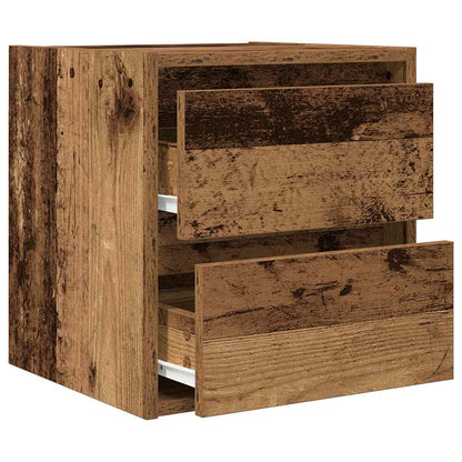 Comodino a Muro Legno Antico 38x34x40 cm - homemem39