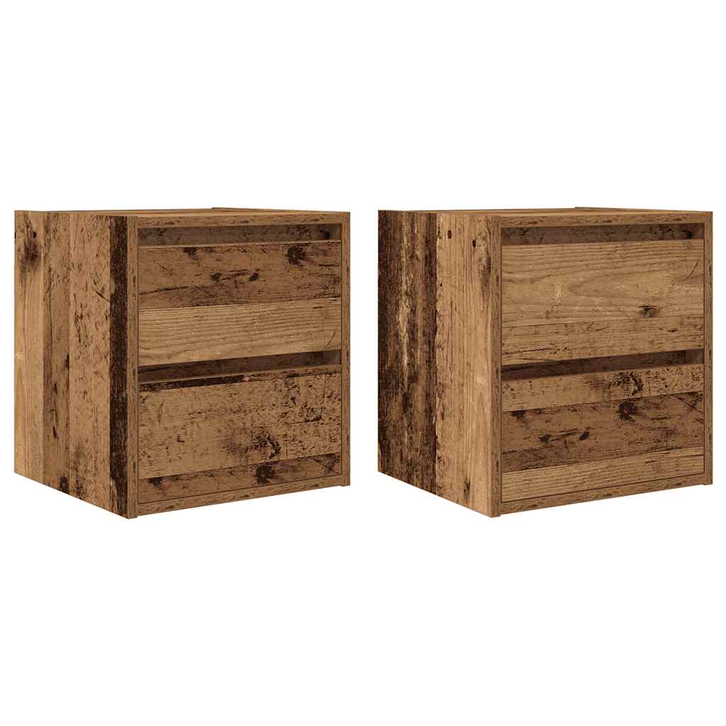 Comodini a Muro 2 pz Legno Antico 38x34x40 cm - homemem39