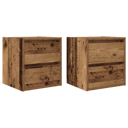 Comodini a Muro 2 pz Legno Antico 38x34x40 cm - homemem39