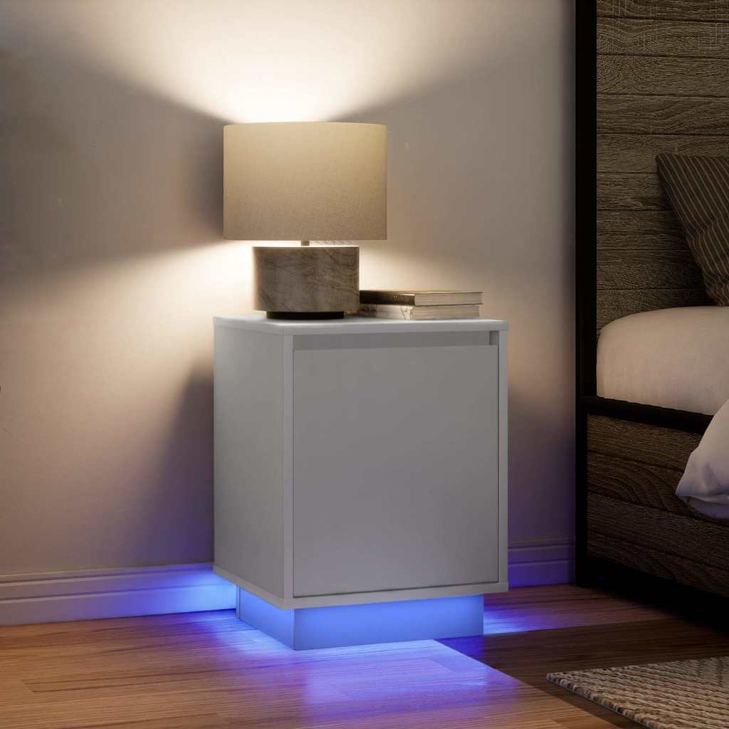 Comodini con Luci a LED 2 pz Bianco 38x34x50 cm - homemem39