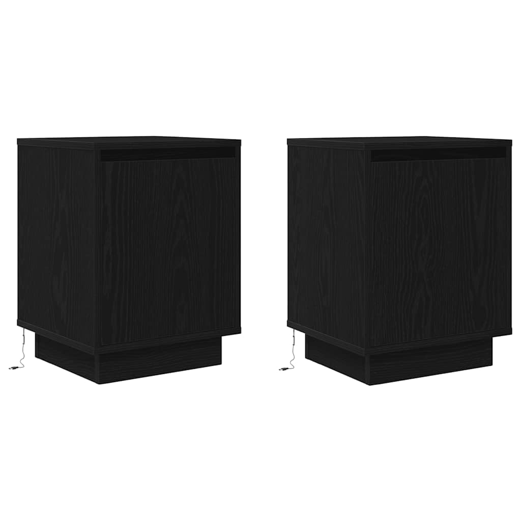 Comodini con Luci LED 2 pz Nero 38x34x50 cm - homemem39