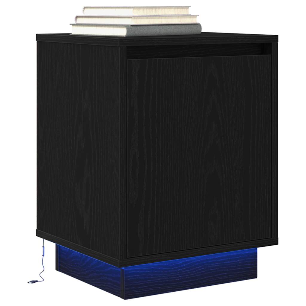 Comodini con Luci LED 2 pz Nero 38x34x50 cm - homemem39