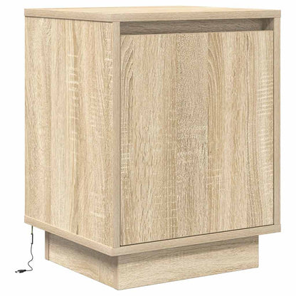 Comodino con Luci LED Rovere Sonoma 38x34x50 cm