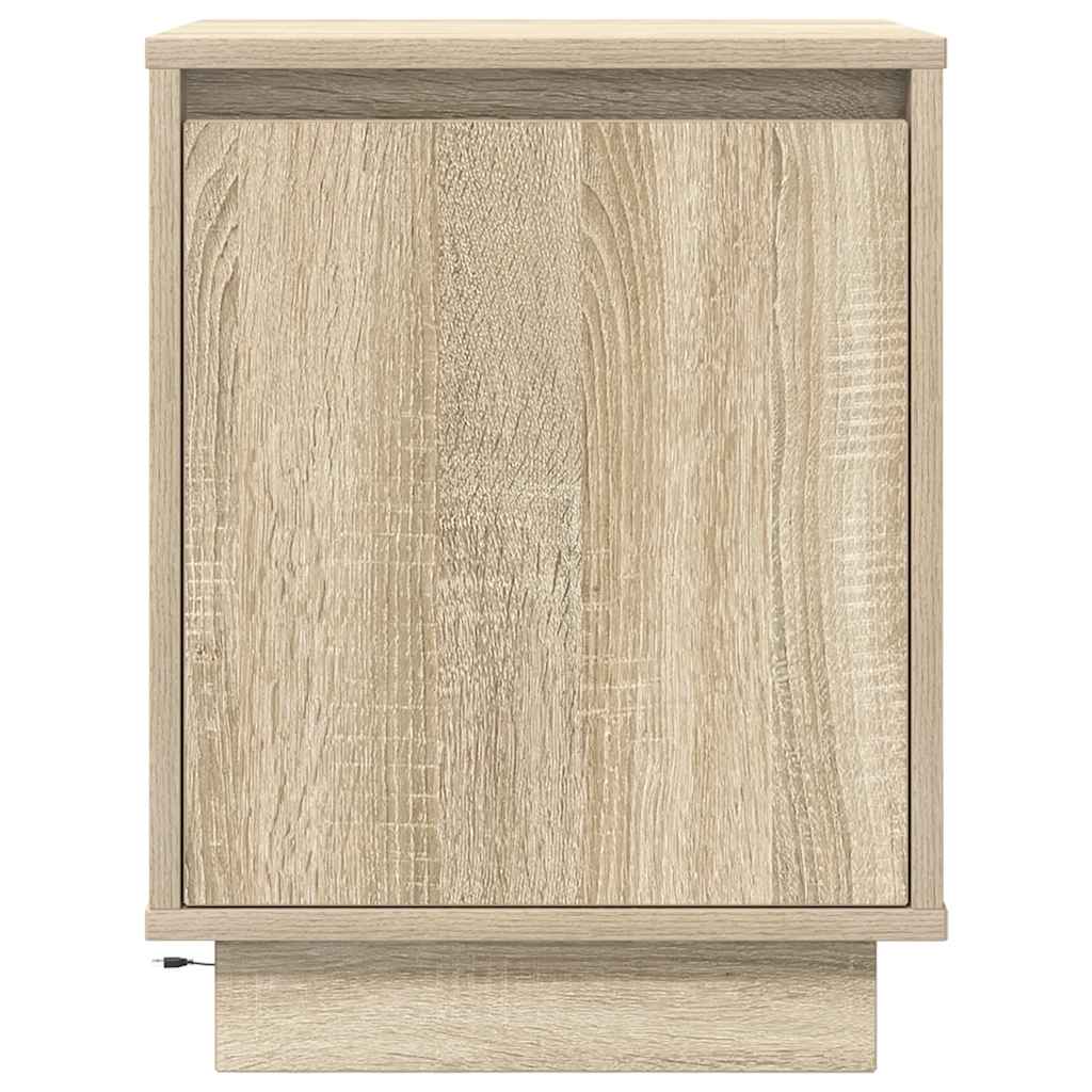 Comodino con Luci LED Rovere Sonoma 38x34x50 cm
