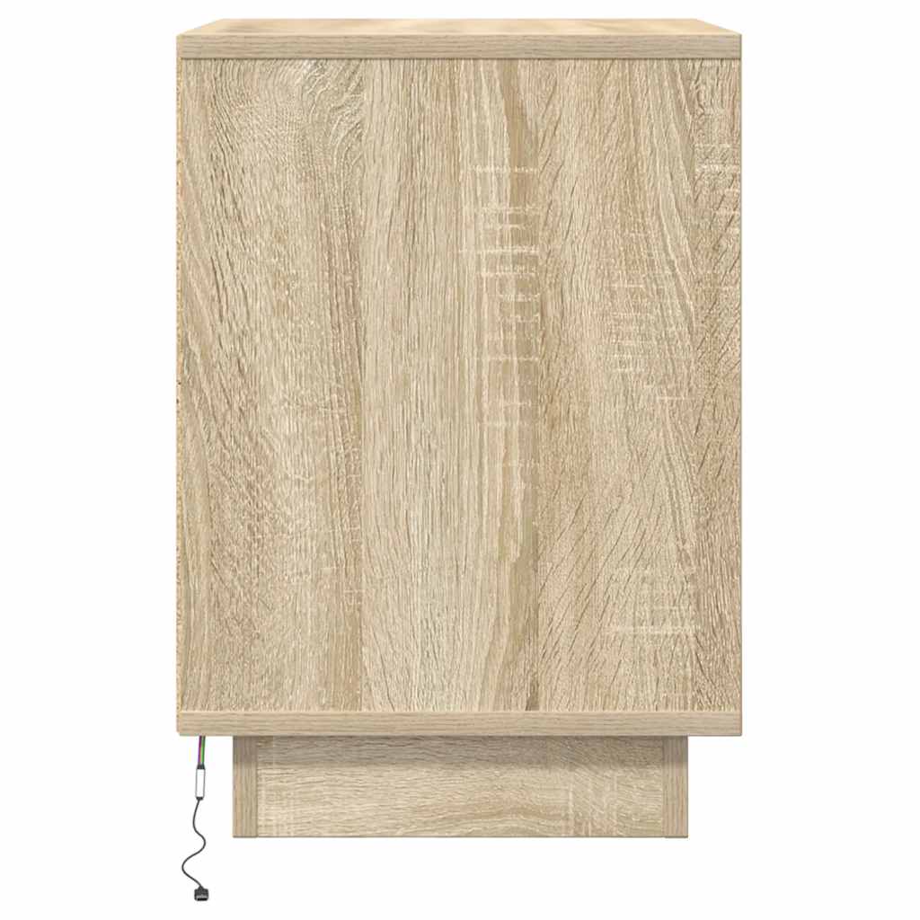 Comodino con Luci LED Rovere Sonoma 38x34x50 cm