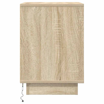 Comodino con Luci LED Rovere Sonoma 38x34x50 cm