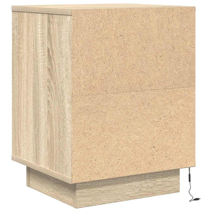 Comodino con Luci LED Rovere Sonoma 38x34x50 cm
