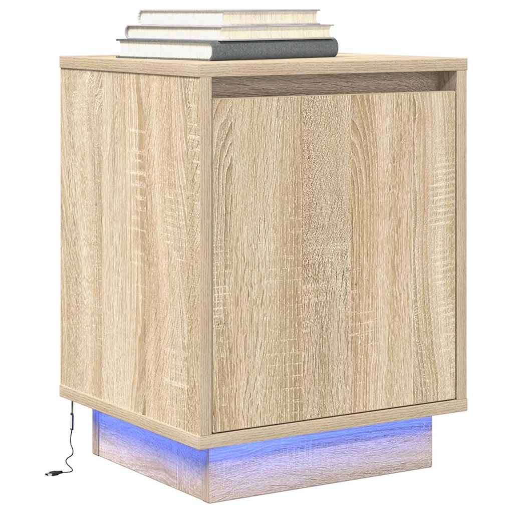 Comodini con Luci a LED 2 pz Rovere Sonoma 38x34x50 cm - homemem39