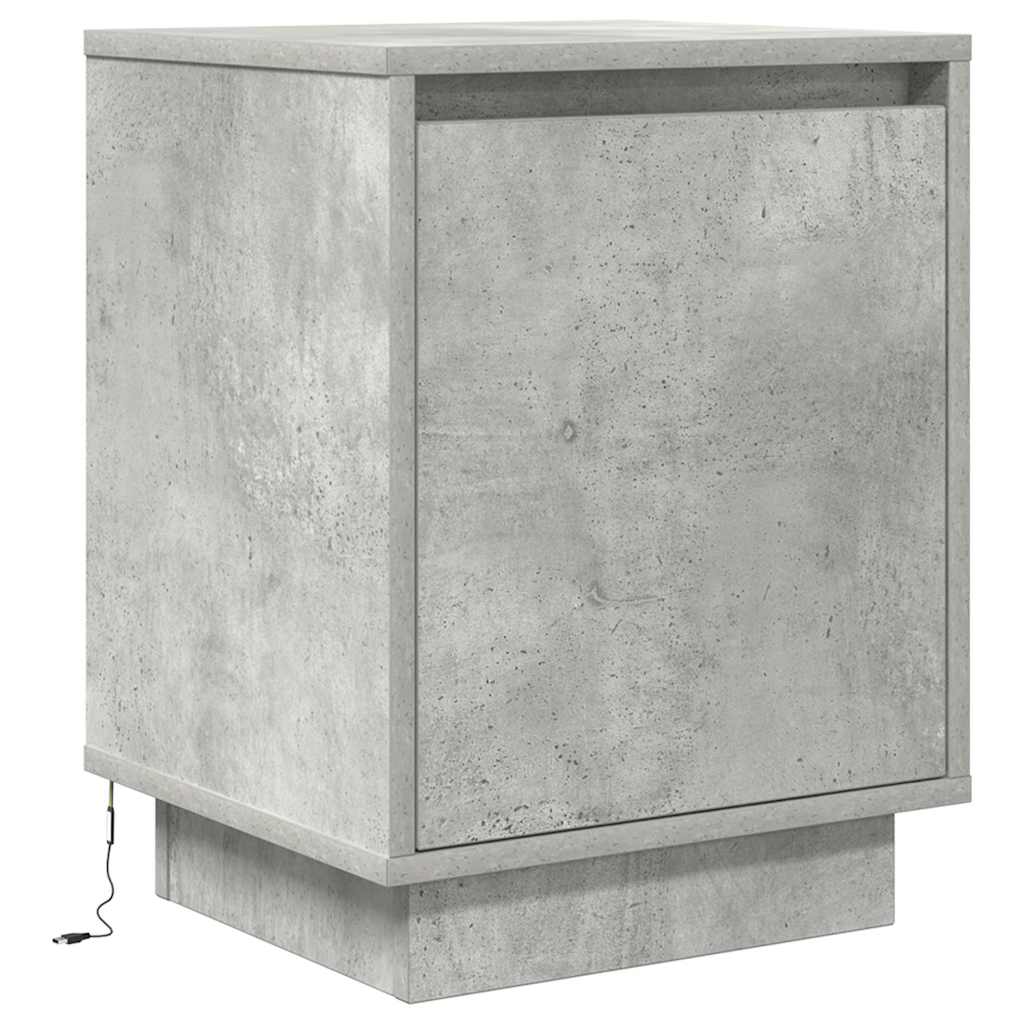Comodino con Luci LED Grigio Cemento 38x34x50 cm - homemem39