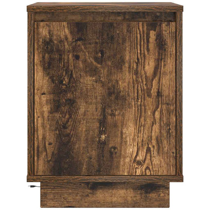Comodino con Luci LED Rovere Fumo 38x34x50 cm