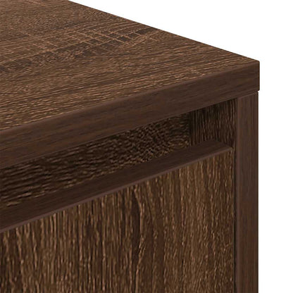 Comodino con Luci LED Rovere Fumo 38x34x50 cm
