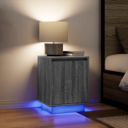 Comodino con Luci LED Grigio Sonoma 38x34x50 cm - homemem39