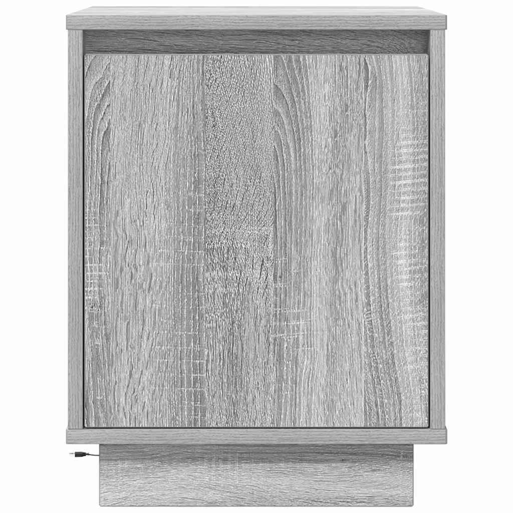 Comodini con Luci a LED 2 pz Grigio Sonoma 38x34x50 cm - homemem39