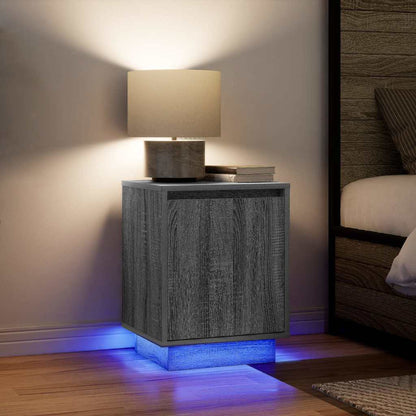 Comodini con Luci a LED 2 pz Grigio Sonoma 38x34x50 cm - homemem39