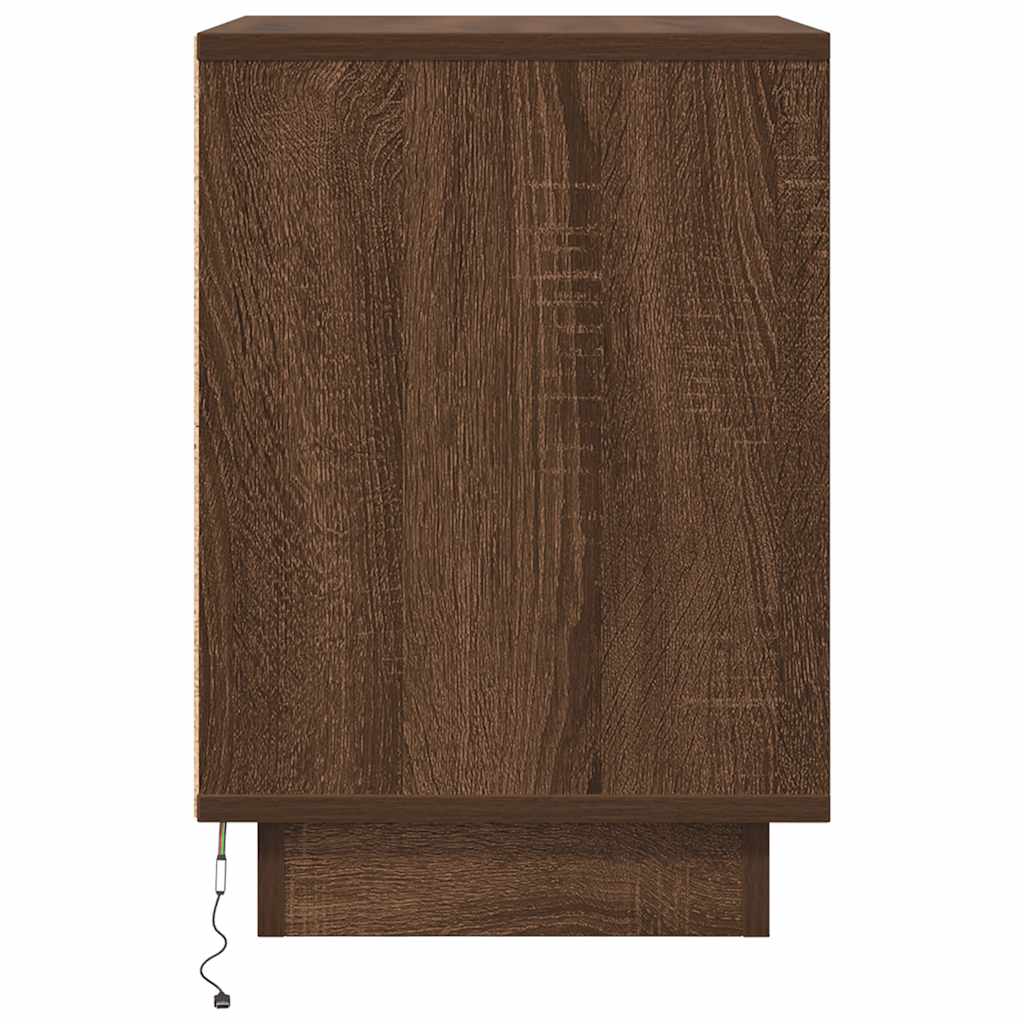 Comodino con Luci LED Rovere Marrone 38x34x50 cm - homemem39
