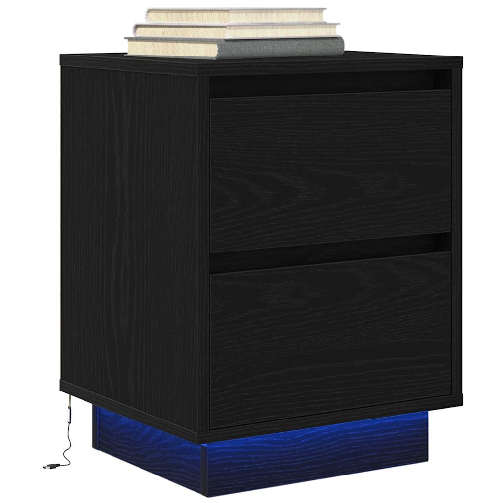 Comodino con Luci LED Nero 38x34x50 cm - homemem39