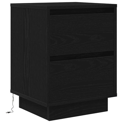 Comodini con Luci LED 2 pz Nero 38x34x50 cm - homemem39