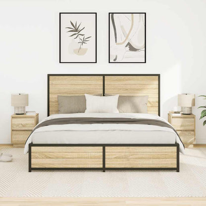 Comodini con Luci a LED 2 pz Rovere Sonoma 38x34x50 cm - homemem39