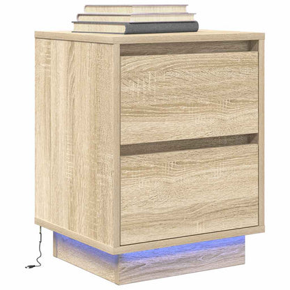 Comodini con Luci a LED 2 pz Rovere Sonoma 38x34x50 cm - homemem39