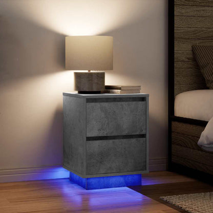 Comodino con Luci LED Grigio Cemento 38x34x50 cm - homemem39