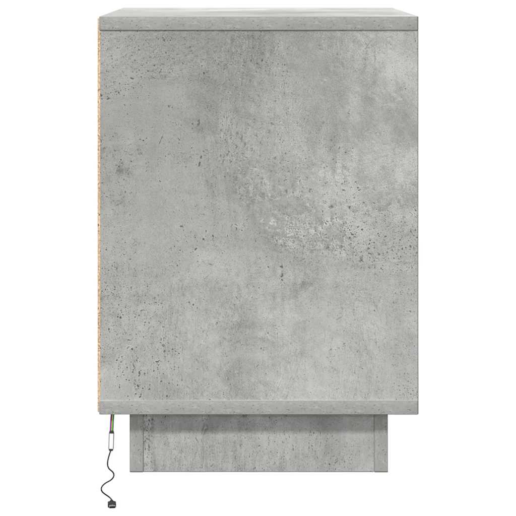 Comodino con Luci LED Grigio Cemento 38x34x50 cm - homemem39
