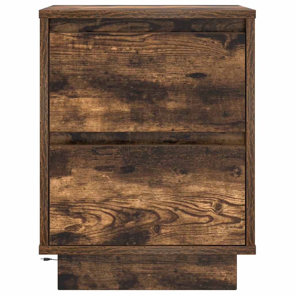 Comodini con Luci a LED 2 pz Rovere Fumo 38x34x50 cm - homemem39