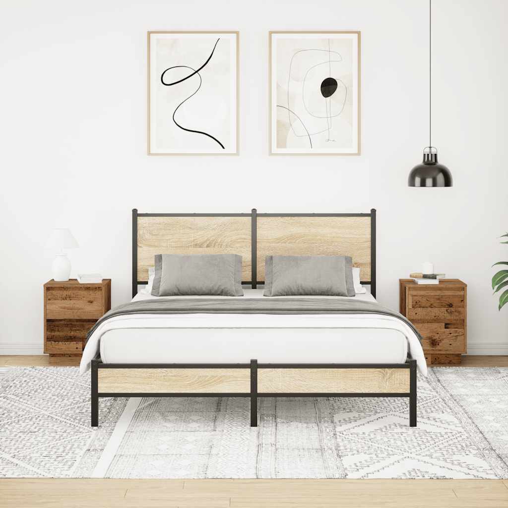 Comodini con Luci a LED 2 pz Legno Antico 38x34x50 cm - homemem39