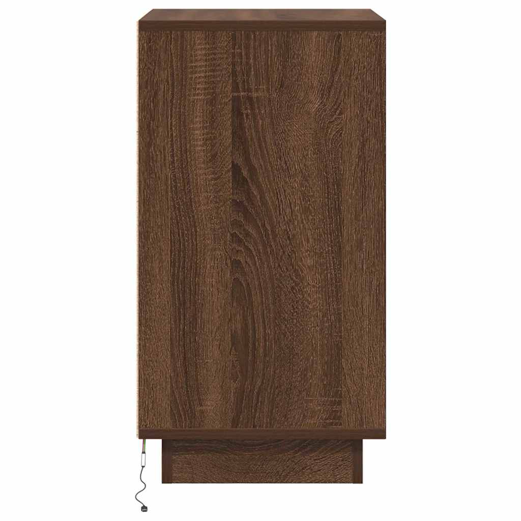 Comodino con Luci LED Rovere Marrone 38x34x65 cm - homemem39
