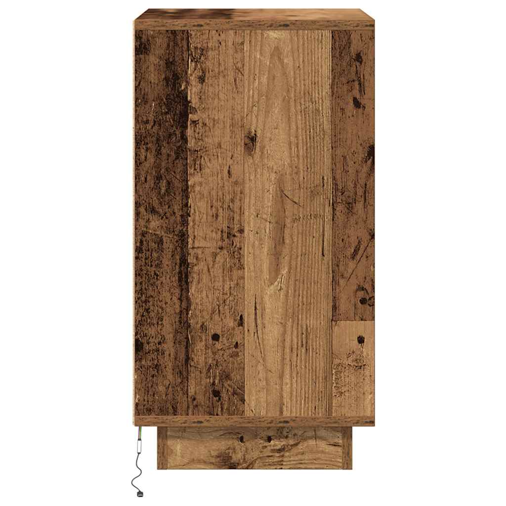 Comodino con Luci LED Legno Antico 38x34x65 cm - homemem39
