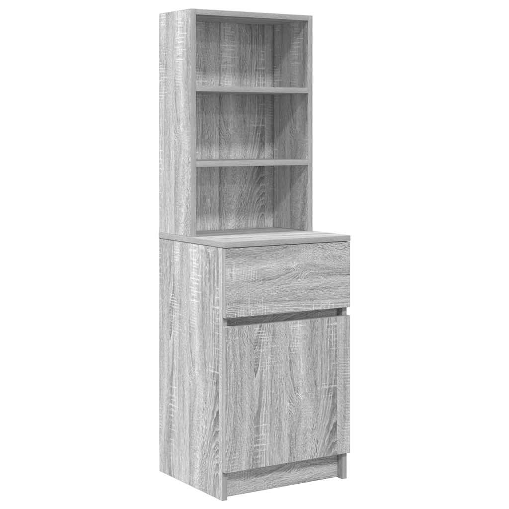 Comodino Grigio Sonoma 39x35x125 cm in Legno Multistrato