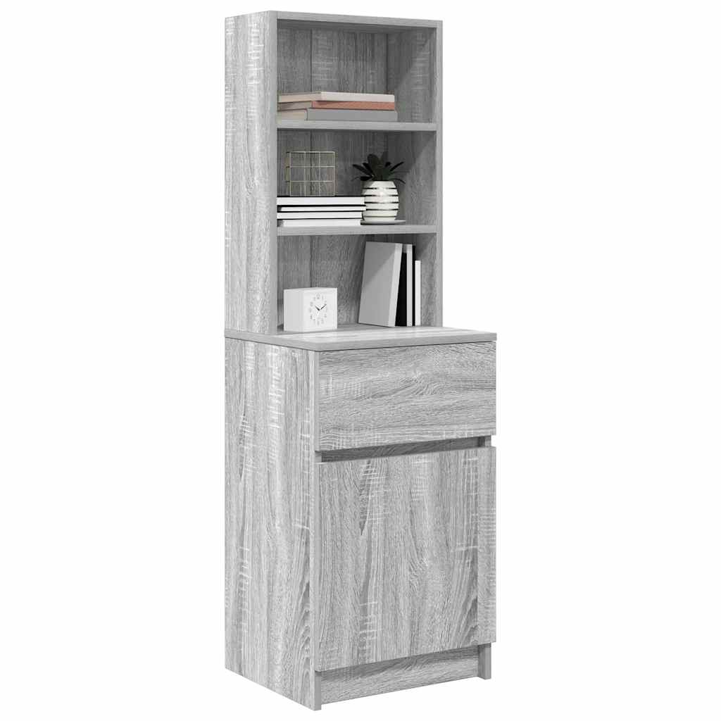 Comodino Grigio Sonoma 39x35x125 cm in Legno Multistrato