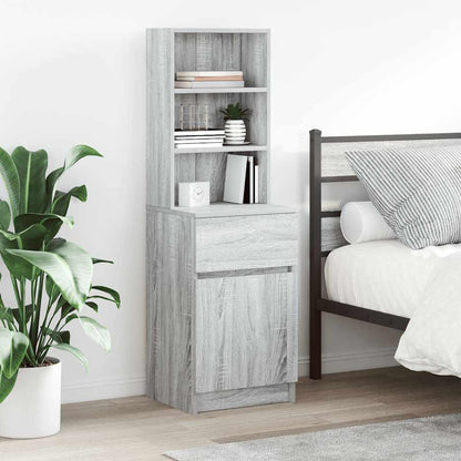 Comodino Grigio Sonoma 39x35x125 cm in Legno Multistrato
