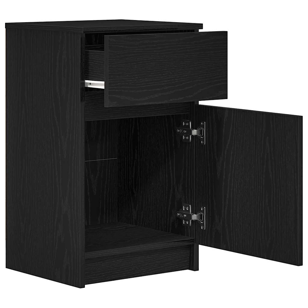 Comodino Nero 39x35x65 cm in Legno Multistrato - homemem39