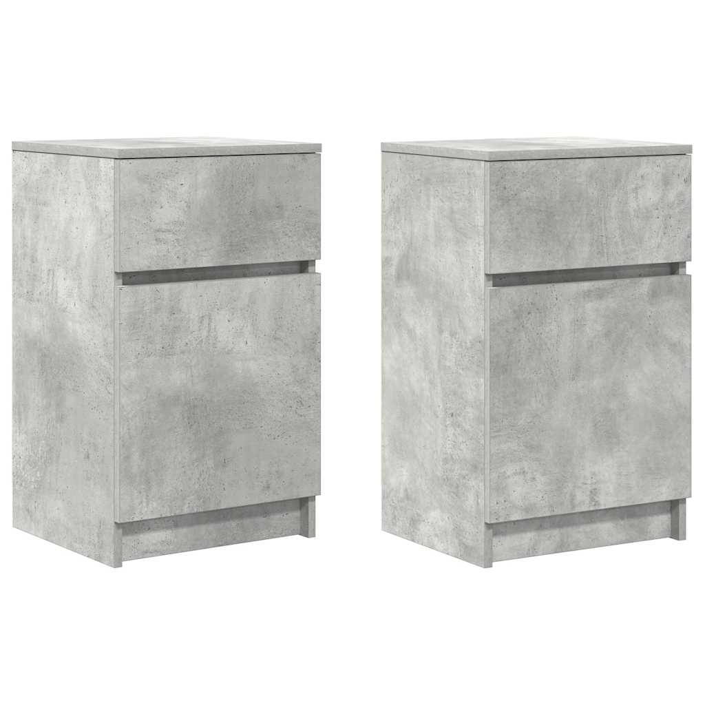 Comodini 2 pz Grigio Cemento 39x35x65 cm in Legno Multistrato - homemem39