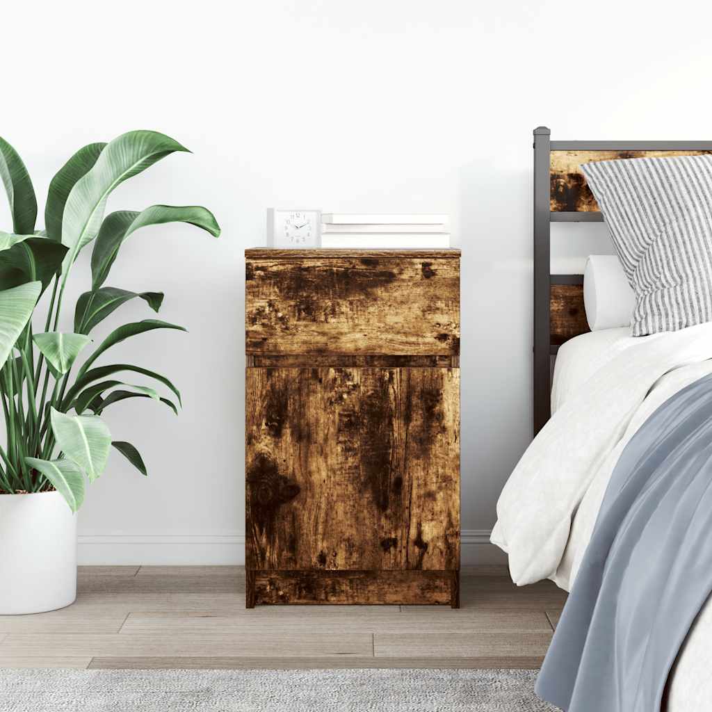 Comodino Rovere Fumo 39x35x65 cm in Legno Multistrato - homemem39
