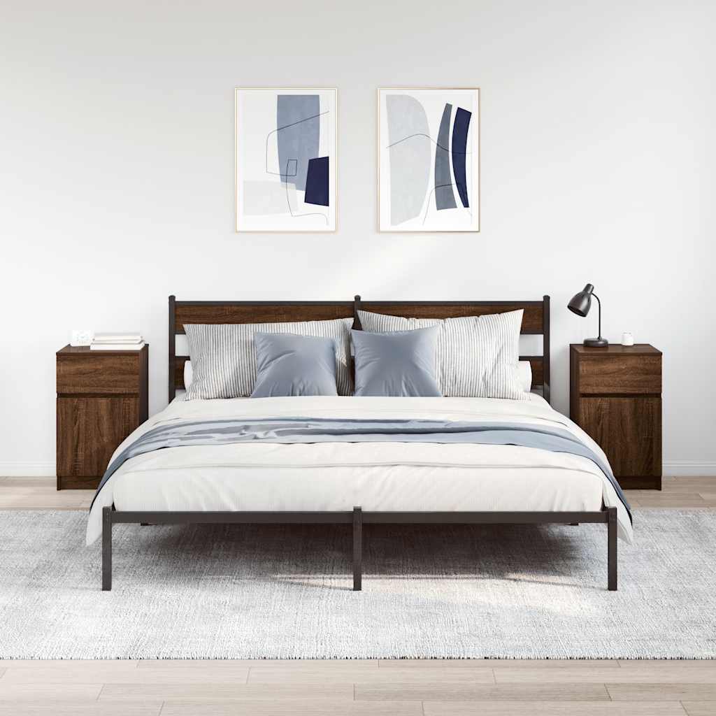 Comodini 2pz Rovere Marrone 39x35x65 cm in Legno Multistrato - homemem39