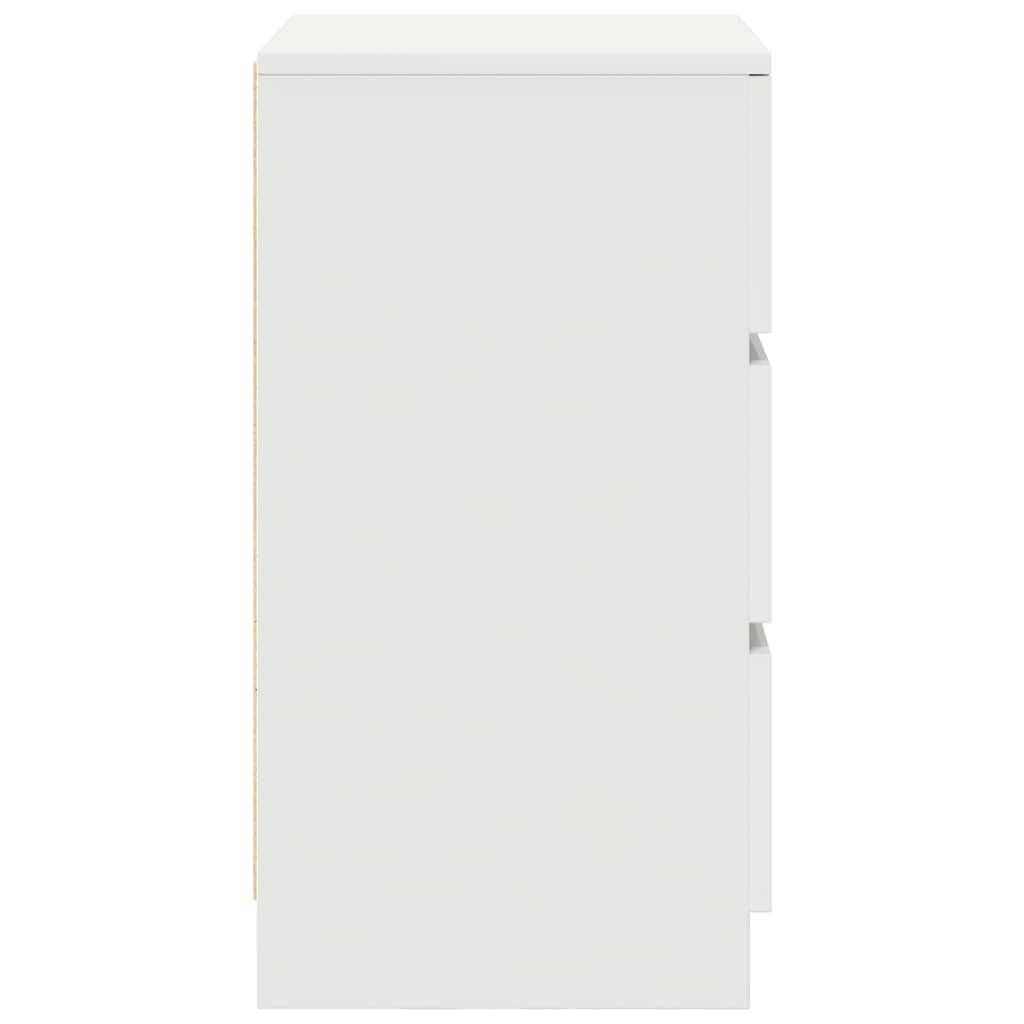Comodino con 3 Cassetti Bianco 39x35x65 cm