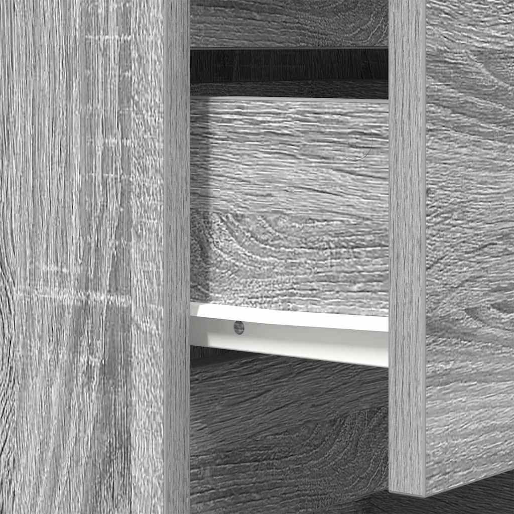 Comodino con 3 Cassetti Grigio Sonoma 39x35x65 cm