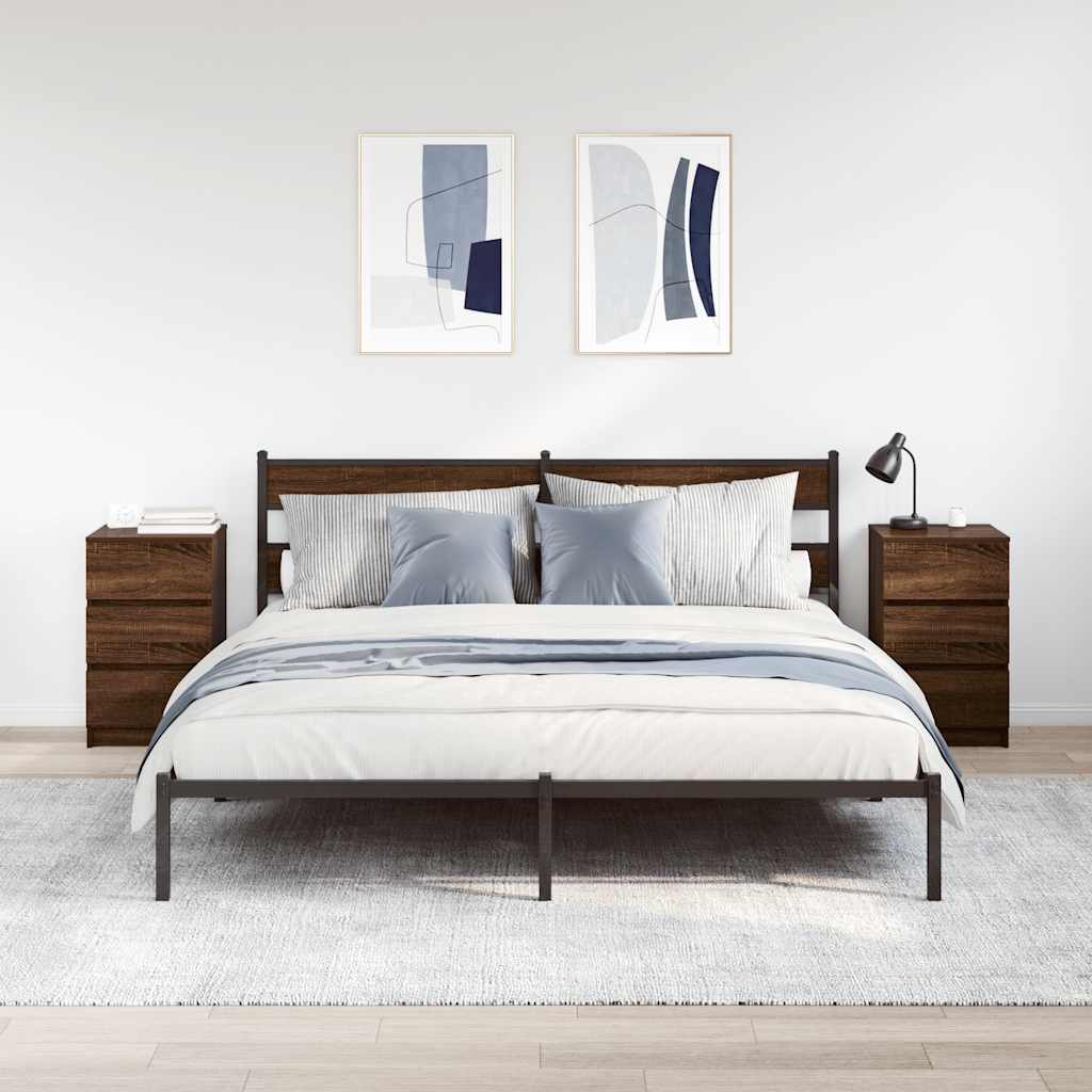 Comodini con 3 Cassetti 2 pz Rovere Marrone 39x35x65 cm - homemem39