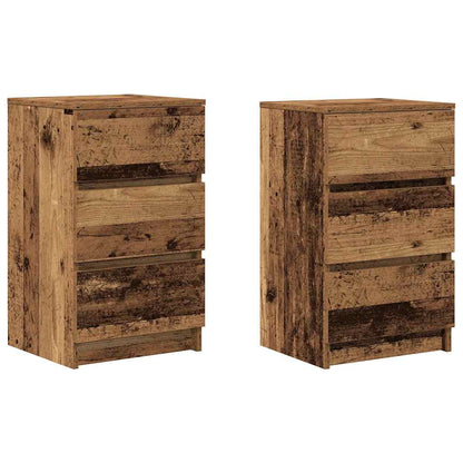 Comodini con 3 Cassetti 2 pz Legno Antico 39x35x65 cm - homemem39