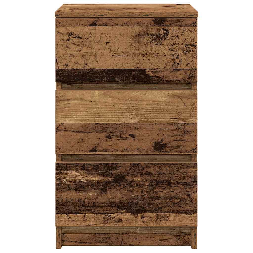 Comodini con 3 Cassetti 2 pz Legno Antico 39x35x65 cm - homemem39