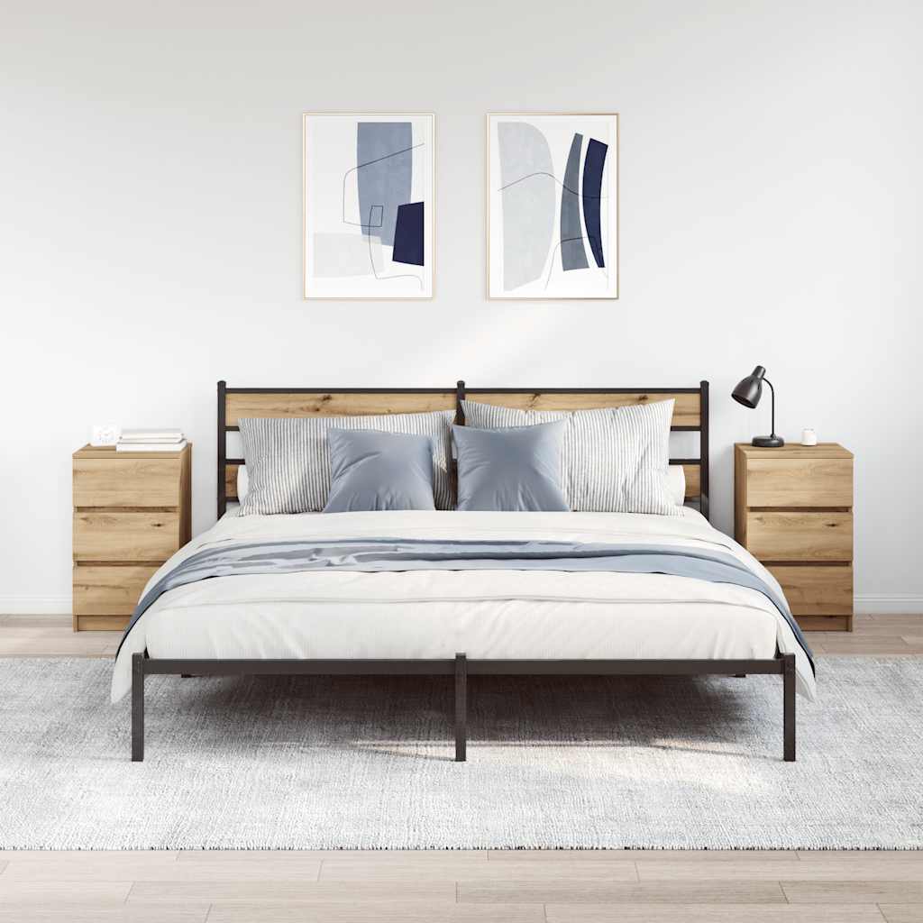 Comodini con 3 Cassetti 2 pz Rovere Artigianale 39x35x65 cm