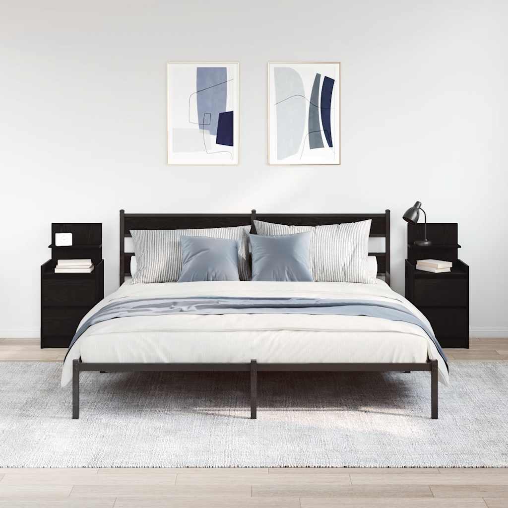 Comodini con 2 Cassetti 2 pz Rovere Nero 38x34x80 cm - homemem39