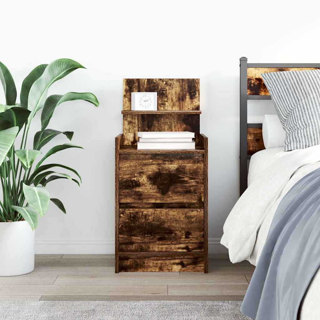 Comodino con 2 Cassetti Rovere Fumo 38x34x80 cm - homemem39
