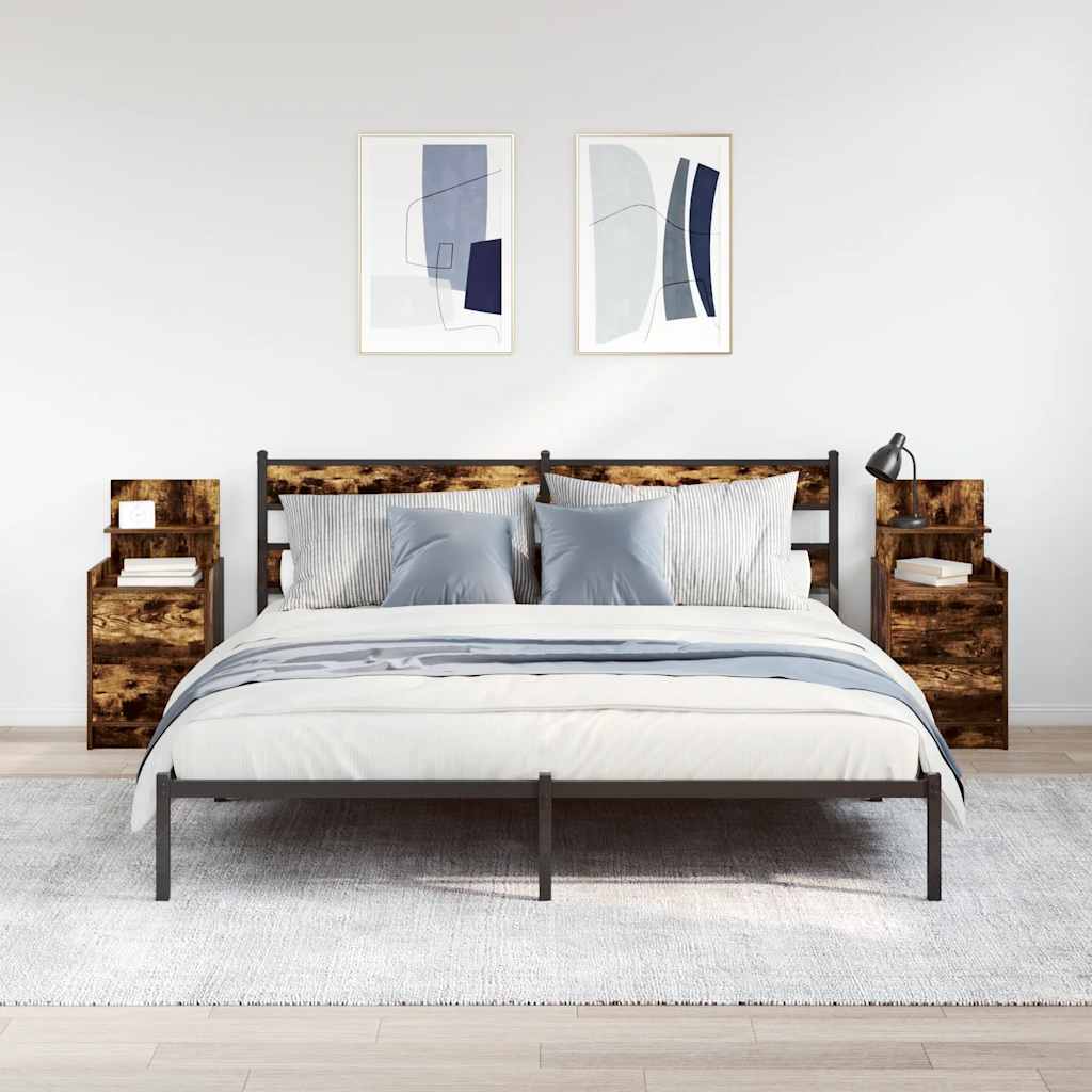 Comodini con 2 Cassetti 2 pz Rovere Fumo 38x34x80 cm - homemem39