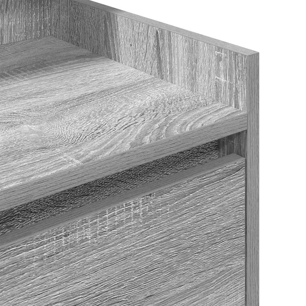 Comodino con 2 Cassetti Grigio Sonoma 38x34x80 cm