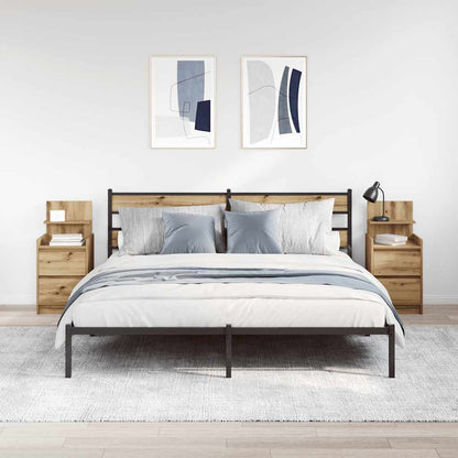 Comodini con 2 Cassetti 2 pz Rovere Artigianale 38x34x80 cm