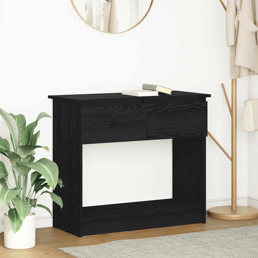 Tavolo Consolle con Cassetti Nero 85,5x38,5x74,5 cm