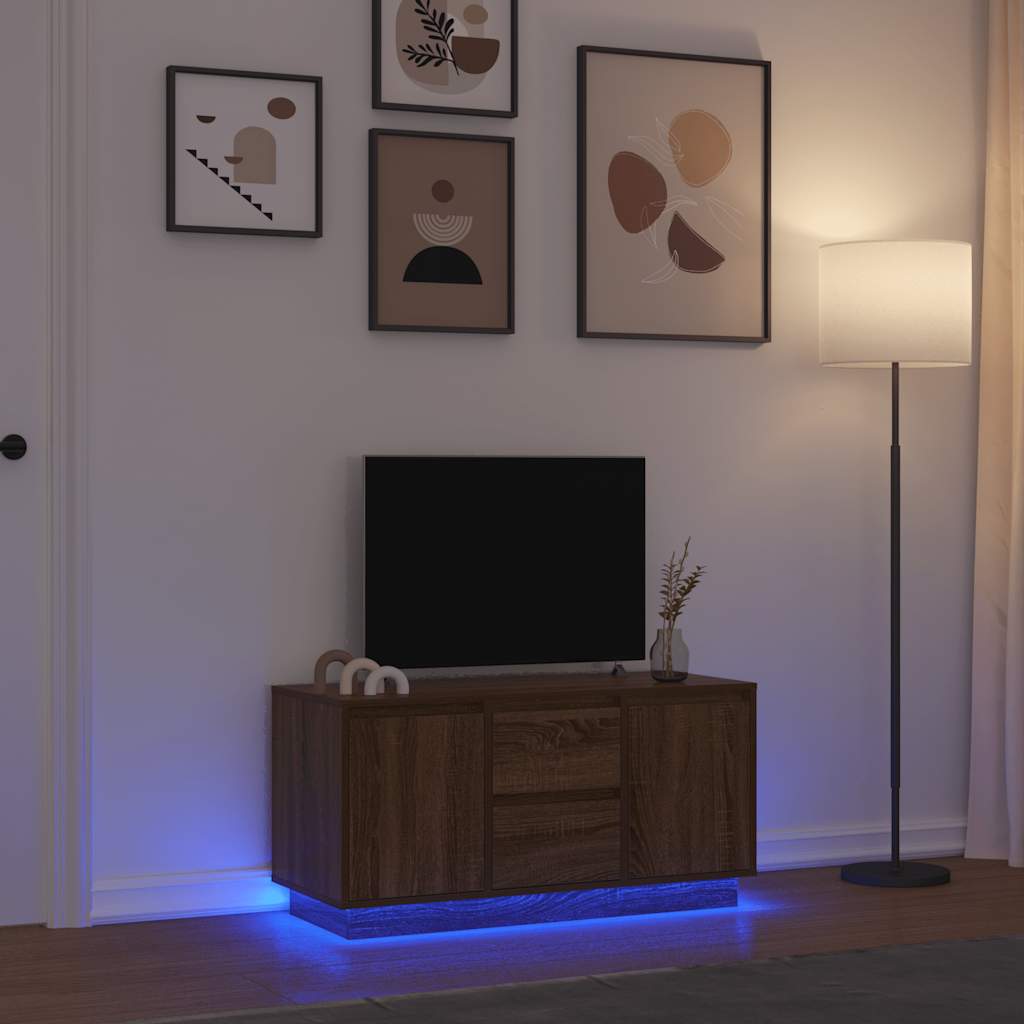 Mobile Porta TV con Luci LED Rovere Marrone 100x41x50 cm - homemem39
