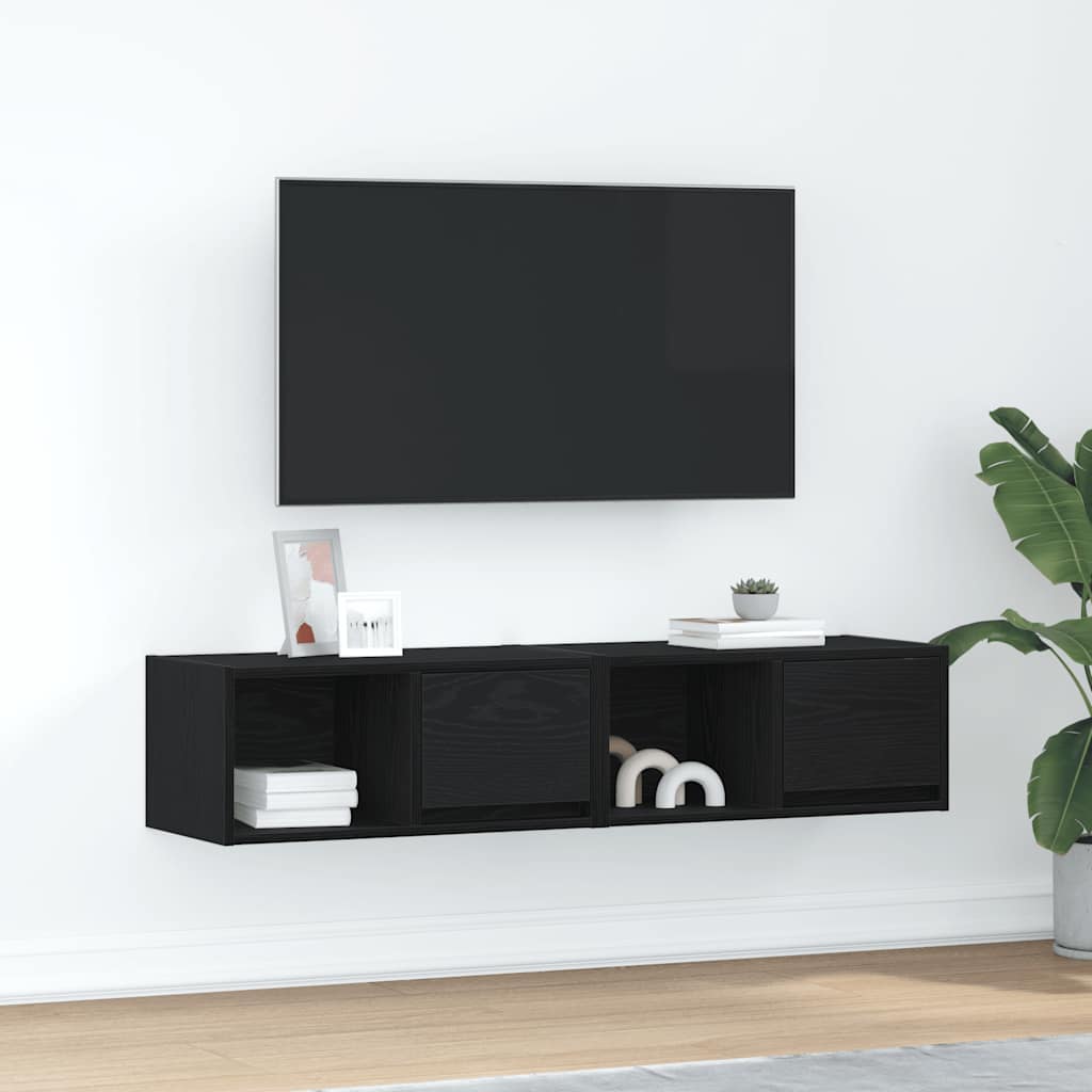 Mobili TV 2 pz Rovere Nero 60x31x25,5 cm in Legno Multistrato - homemem39